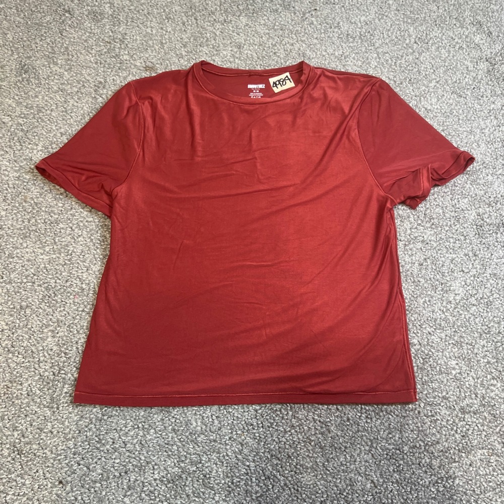 Aerie Smoothez Shirt Womens Medium Red Short Sleeve Cropped Crew yoga basic gym